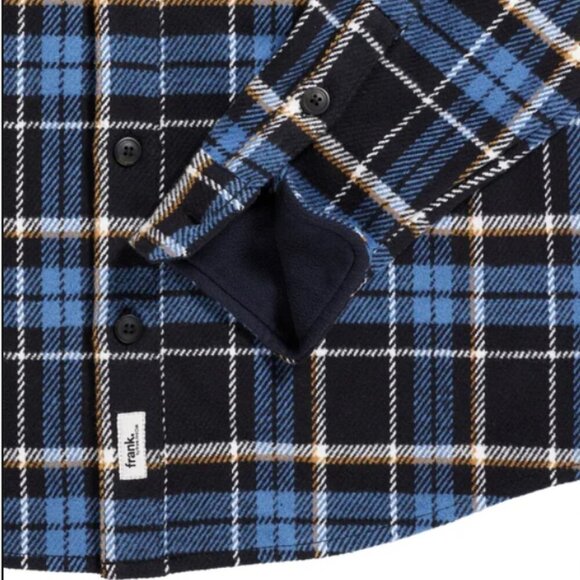 NWOT frank. by Frank And Oak Men's Flannel Shacket | Navy - Picture 5 of 10